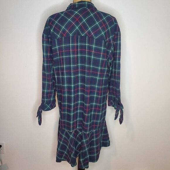 Ruffle Hem Plaid Shirtdress Size L - Picture 8 of 14